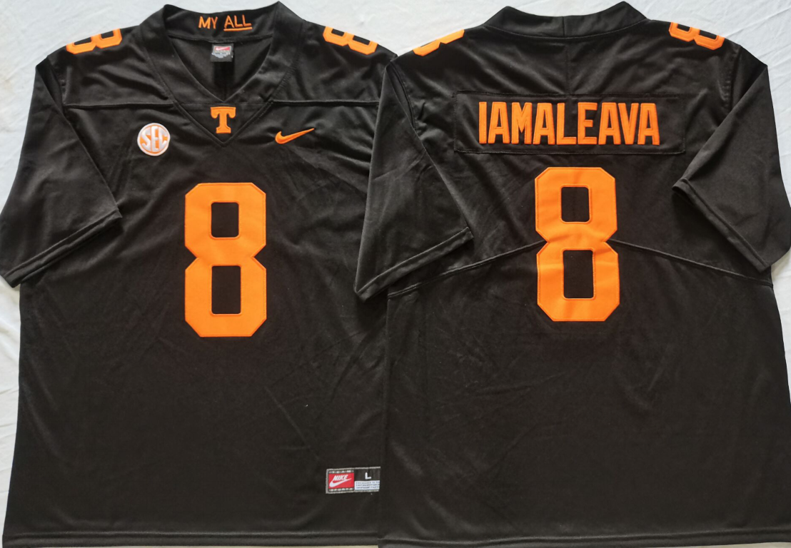 Men's Tennessee Volunteers Nico Iamaleava #8 Black Player Game Jersey sports jersey product view 1