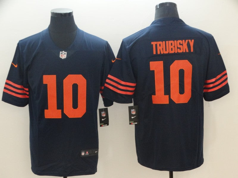Men's Chicago Bears Mitch Trubisky #10 Navy Game Player Jersey1 football jersey product view 1
