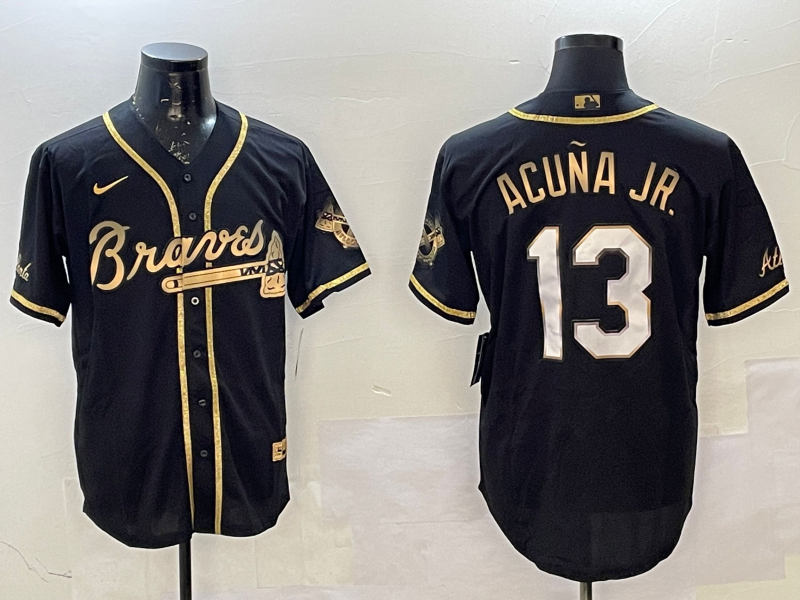 Men's Atlanta Braves Ronald Acuna Jr. #13 Black Stitched Player Jersey1 baseball jersey product view 1