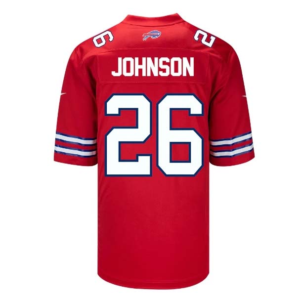 B.Bills #26 Ty Johnson Player Red Game Jersey - Red Stitched American Football Jerseys football jersey product view 1