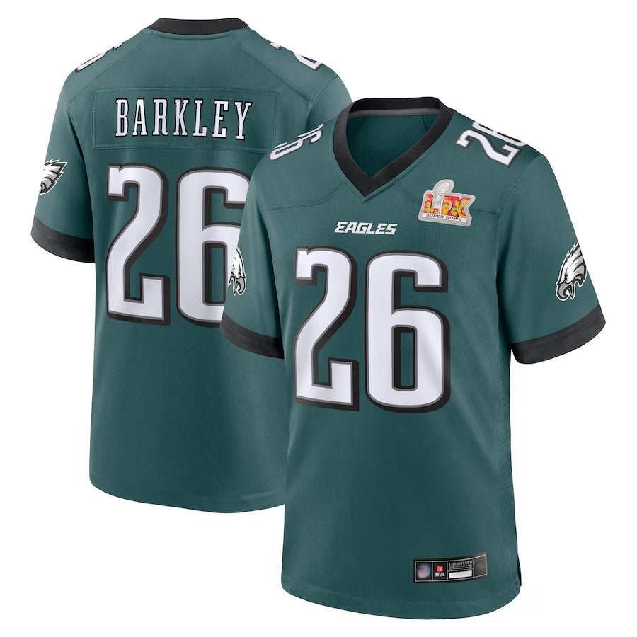 #26 Saquon Barkley Player Midnight Green P.Eagles Super Bowl LIX Game Player Football Jerseys football jersey product view 1