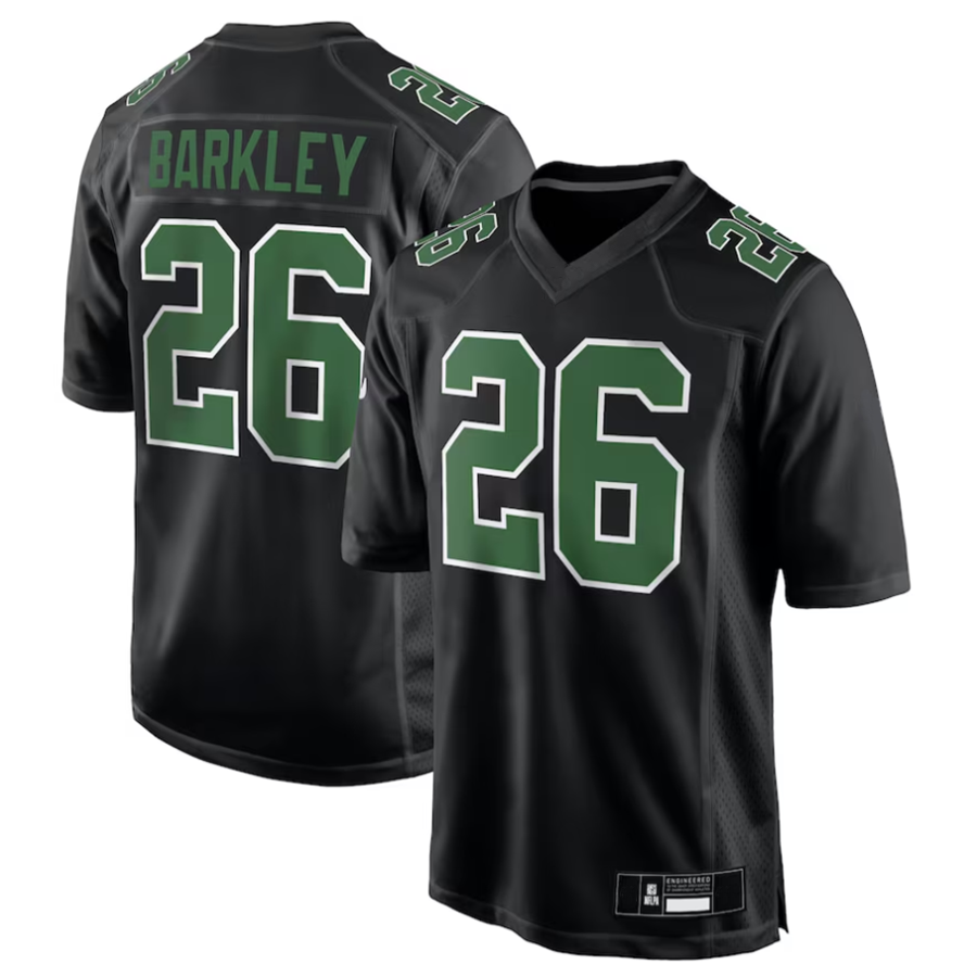 #26 Saquon Barkley Player P.Eagles Carbon Black Green Fashion Game Football Jerseys football jersey product view 1