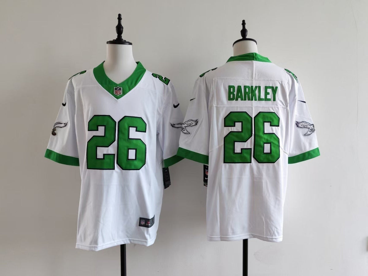 Men's Philadelphia Eagles Saquon Barkley Nike Jersey-White with green printing football jersey product view 1