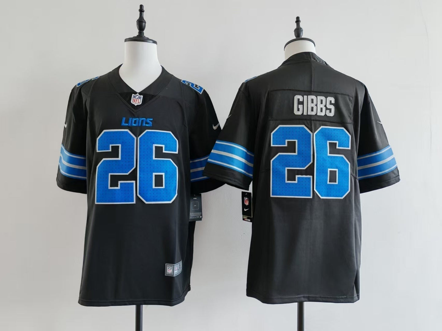 Men's Detroit Lions Jahmyr Gibbs Jersey - Black#26 football jersey product view 1