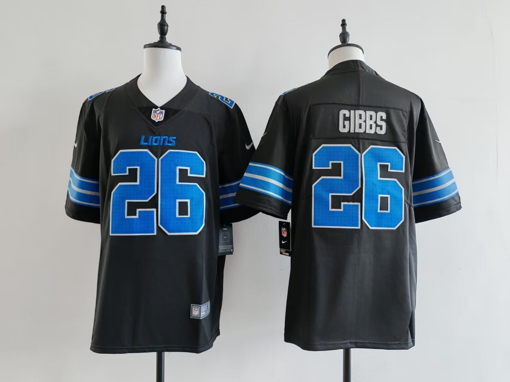 Men's Detroit Lions Jahmyr Gibbs Jersey - Black#26 football jersey product view 1