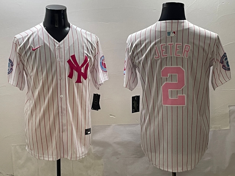 Men's New York Yankees Derek Jeter #2 White Team Game Jersey baseball jersey product view 1