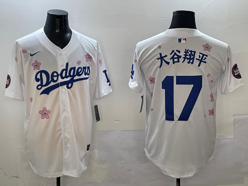 Men's Los Angeles Dodgers Shohei Ohtani White Alternate Replica Player Jersey1 baseball jersey product view 1