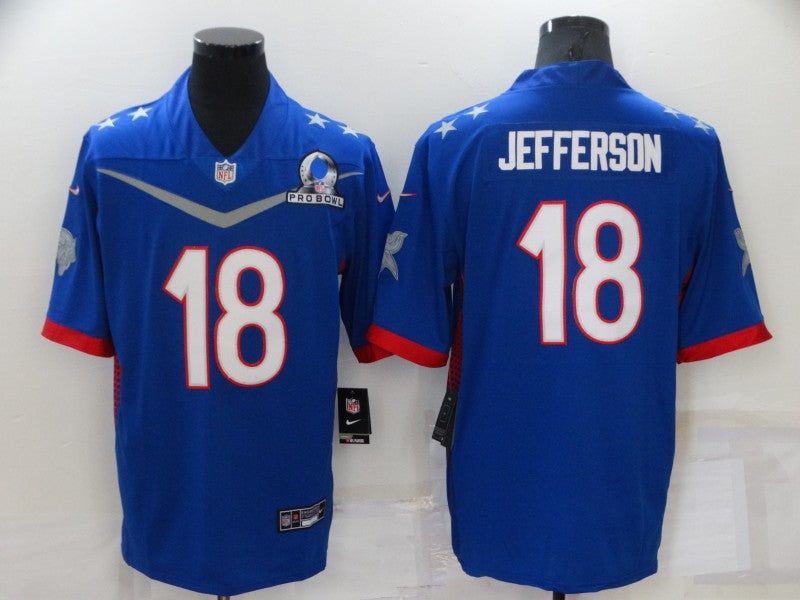 Men's Minnesota Vikings Justin Jefferson #18 Blue ALL STAR Game Jersey1 football jersey product view 1