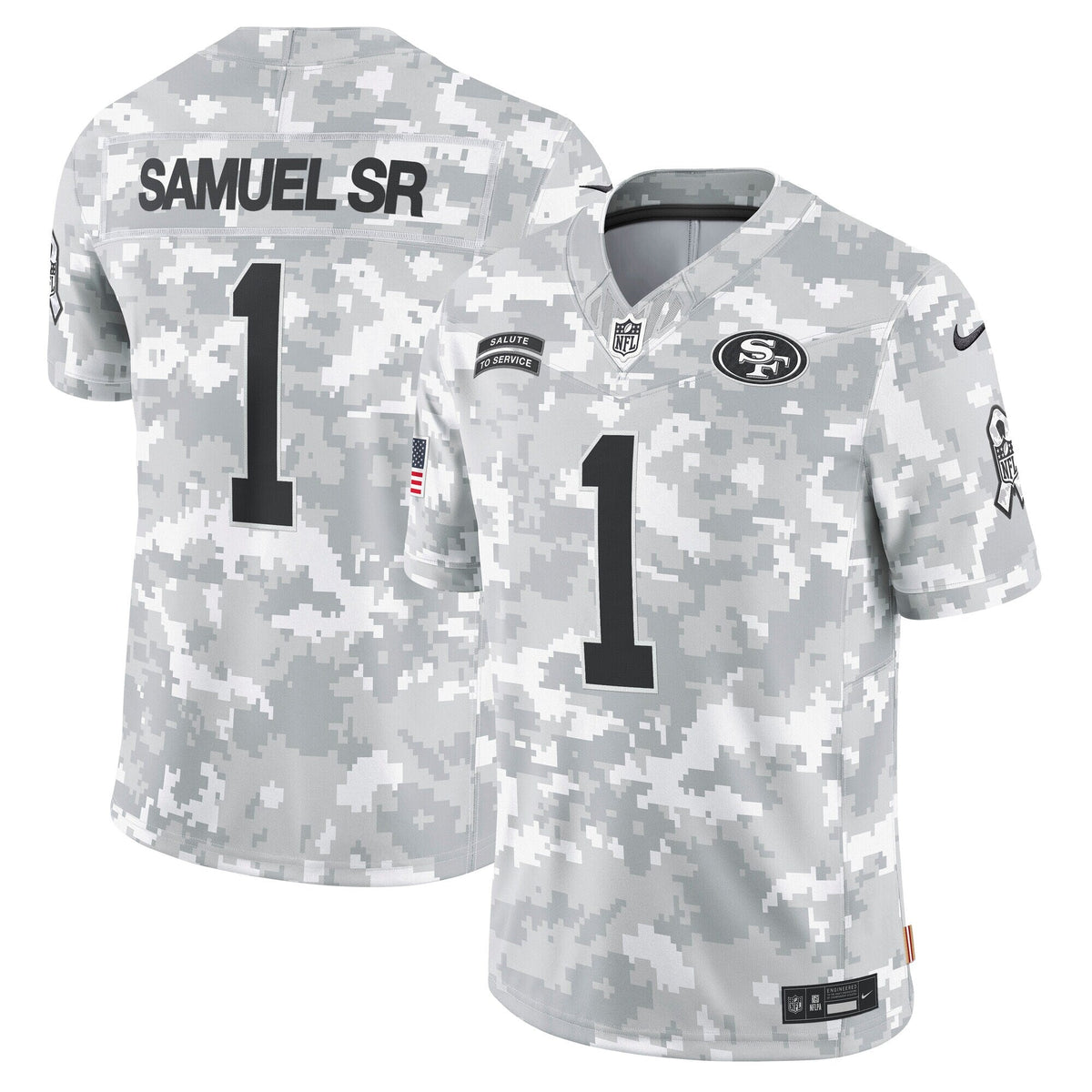 Deebo Samuel Sr San Francisco 49ers Nike 2024 Salute to Service Limited Jersey - Arctic Camo football jersey product view 1