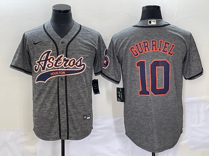 Men's Houston Astros Yuli Gurriel #10 Gray Replica Team Jersey1 Joint Edition baseball jersey product view 1