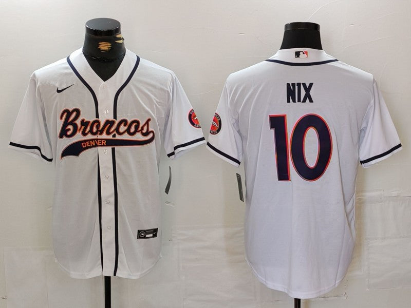 Men's Denver Broncos Bo Nix #10 White Game Jersey1 football jersey product view 1