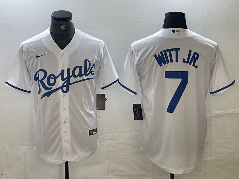 Men's Kansas City Royals Bobby Witt Jr. #7 White Home Replica Player Jersey baseball jersey product view 1