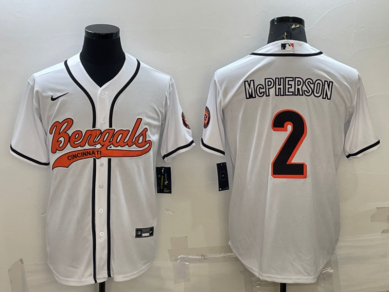 Men's Cincinnati Bengals Evan McPherson #2 White Fashion Game Jersey2 football jersey product view 1