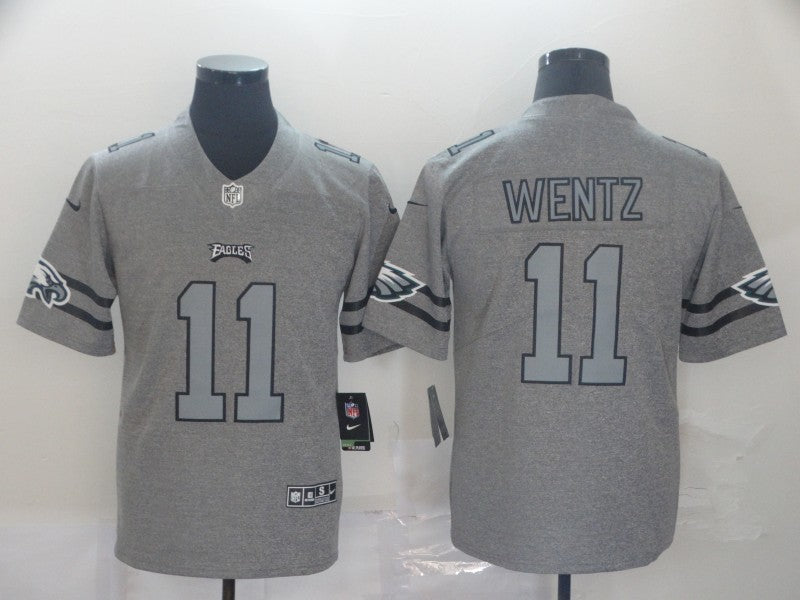 Men's Philadelphia Eagles Carson Wentz #11 Gray Team Game Jersey1 football jersey product view 1