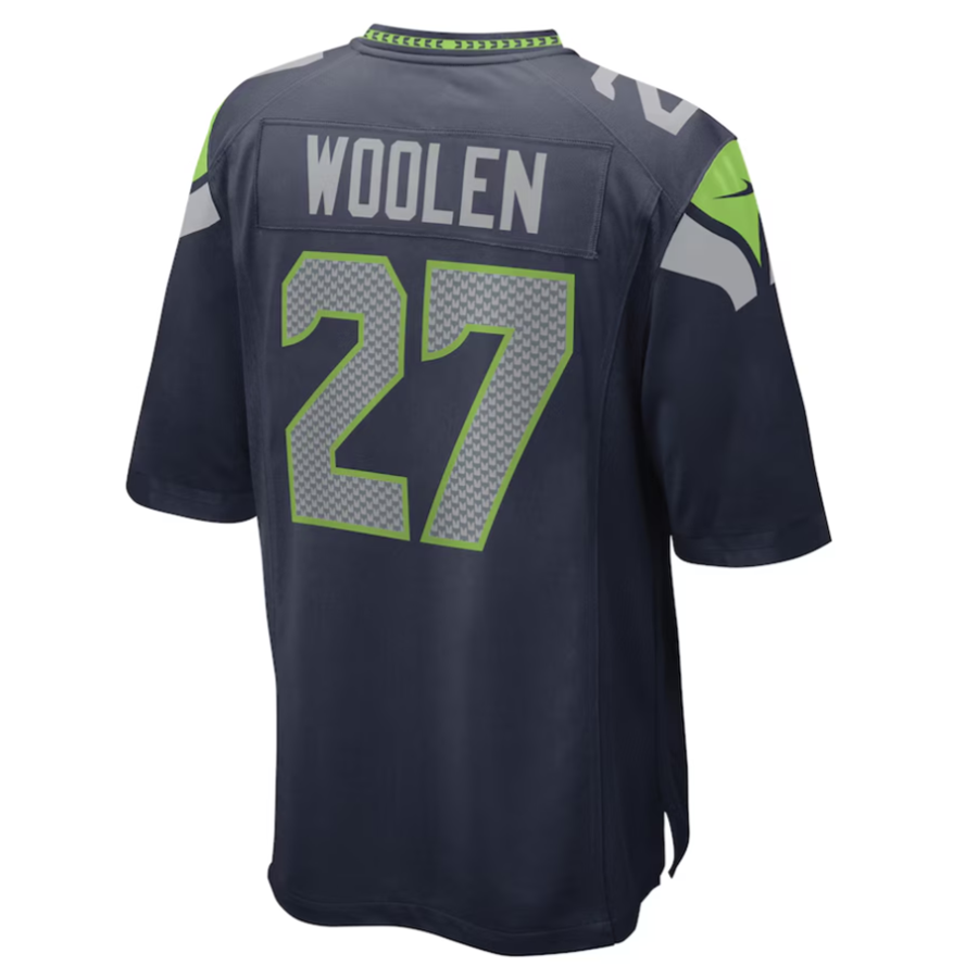 #27 Tariq Woolen Player S.Seahawks College Navy Game Football Jerseys football jersey product view 1