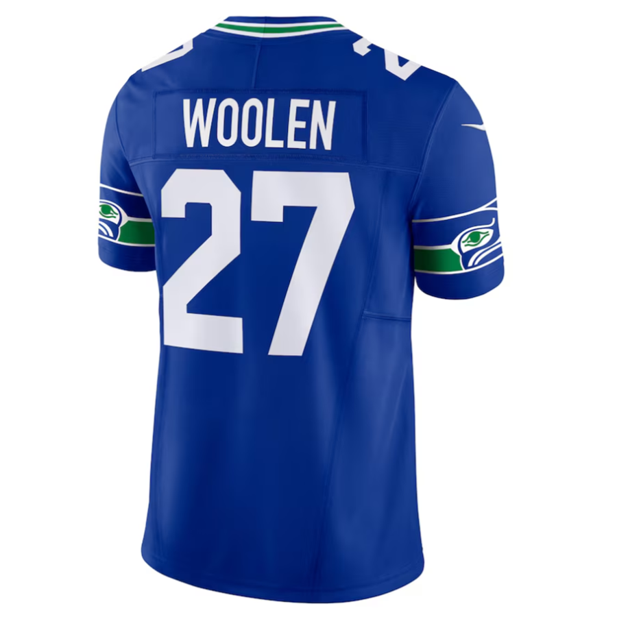 #27 Tariq Woolen Player S.Seahawks Vapor F.U.S.E. Limited Football Jerseys -Royal football jersey product view 1
