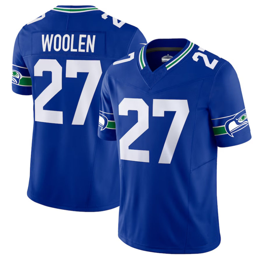 #27 Tariq Woolen Player S.Seahawks Vapor F.U.S.E. Limited Football Jerseys -Royal football jersey product view 2