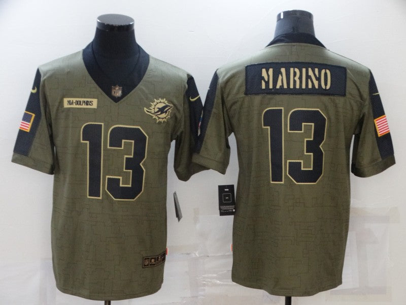Men's Miami Dolphins Dan Marino #13 Brown Player Game Jersey1 football jersey product view 1