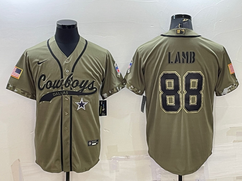 Men's Dallas Cowboys CeeDee Lamb #88 Olive 2022 Salute To Service Limited Jersey1 Joint Edition football jersey product view 1