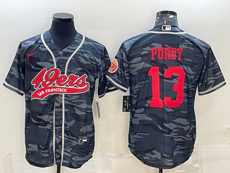 Men's San Francisco 49ers Brock Purdy #13 Grey Camouflage Game Jersey1 Joint Edition football jersey product view 1