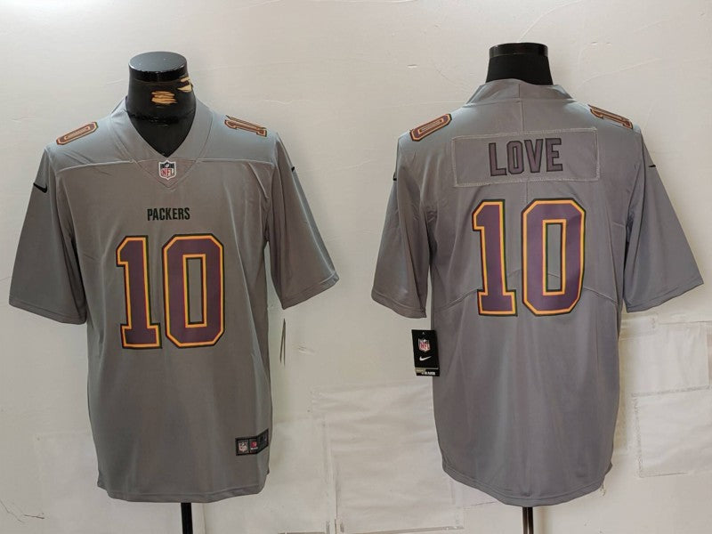 Men's Green Bay Packers Jordan Love #10 Gray Atmosphere Fashion Game Jersey1 basketball jersey product view 1