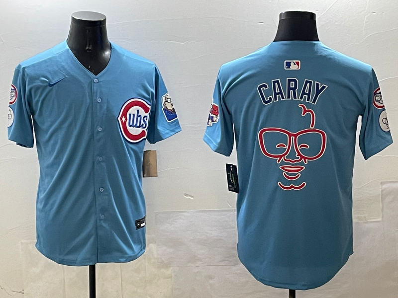 Men's Chicago Cubs Harry Caray Blue Replica Player Jersey baseball jersey product view 1