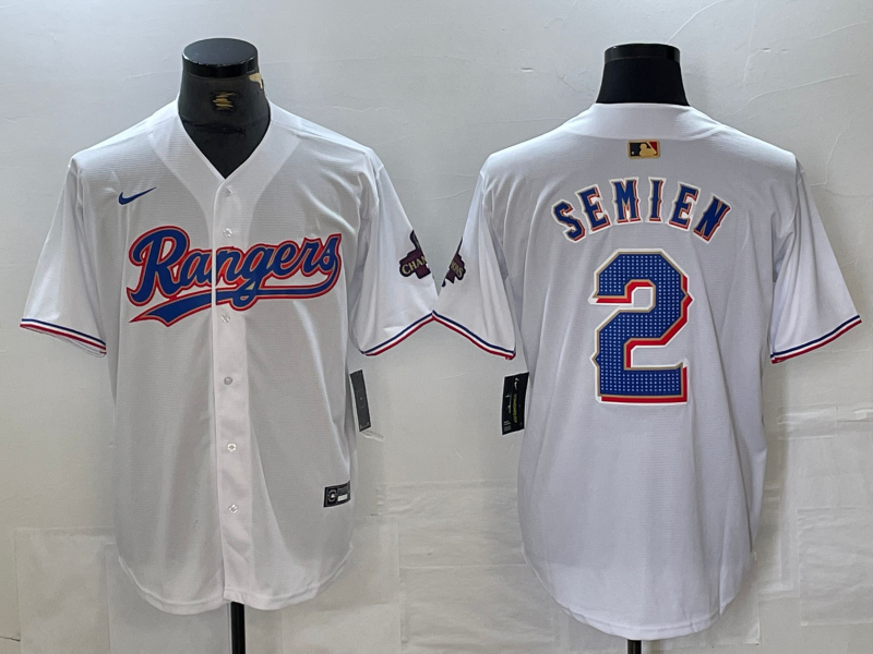 Men's Texas Rangers Marcus Semien #2 White 2024 Gold Collection Limited Player Jersey baseball jersey product view 1