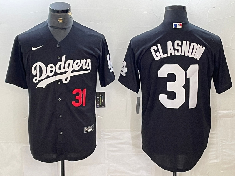 Men's Los Angeles Dodgers Tyler Glasnow #31 Black Replica Game Jersey1 baseball jersey product view 1