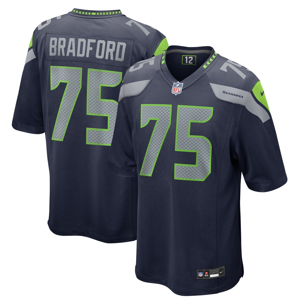 Anthony Bradford Seattle Seahawks Nike Game Jersey - College Navy football jersey product view 1