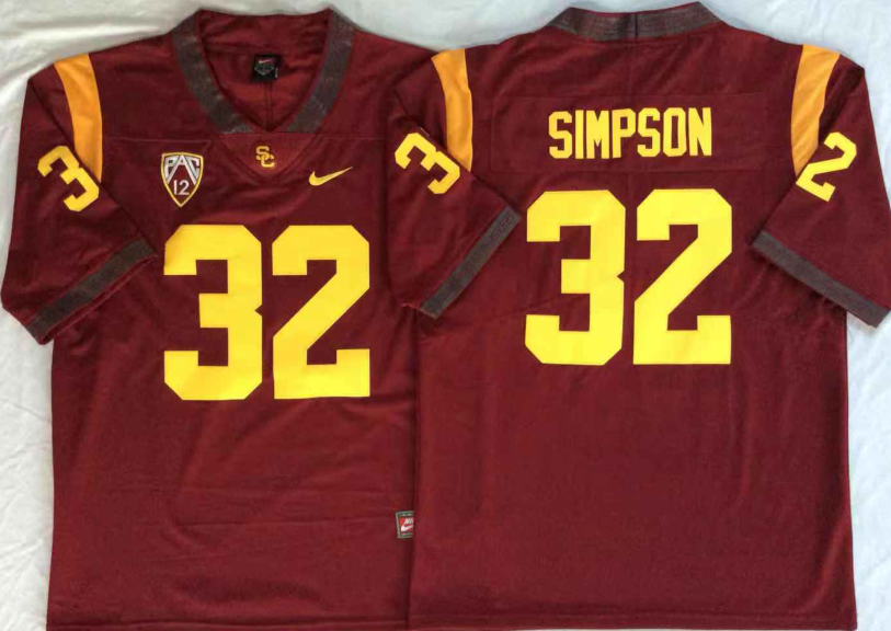Men's USC Trojans O.J. Simpson #32 Cardinal Alumni Player Game Jersey sports jersey product view 1