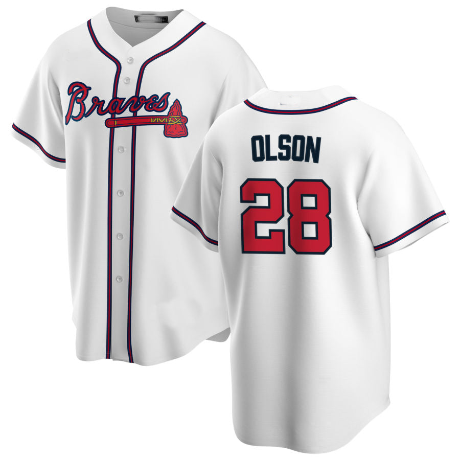 Atlanta Braves #28 Matt Olson White Alternate Authentic Player Jersey Stitches Baseball Jerseys baseball jersey product view 1
