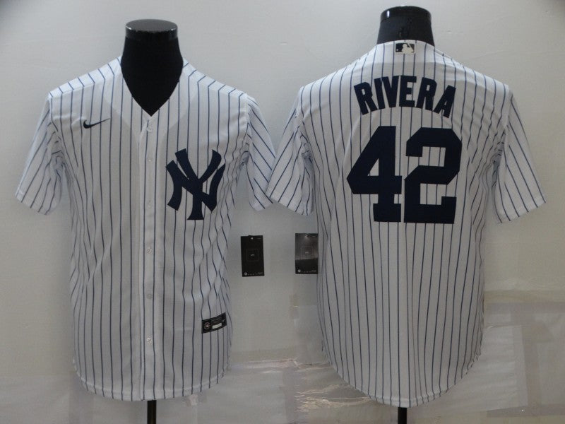 Men's New York Yankees Mariano Rivera #42 White Replica Baseball Jersey1 baseball jersey product view 1