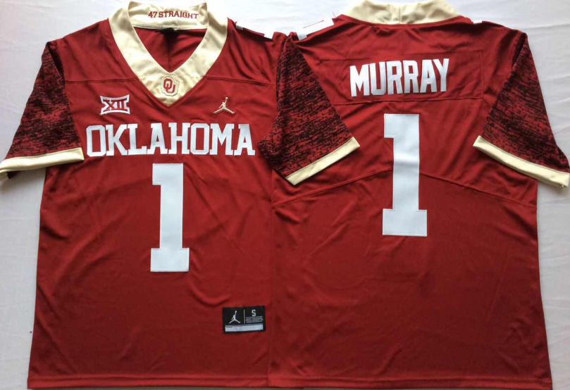 Men's Oklahoma Sooners Kyler Murray #1 Crimson Player Jersey sports jersey product view 1