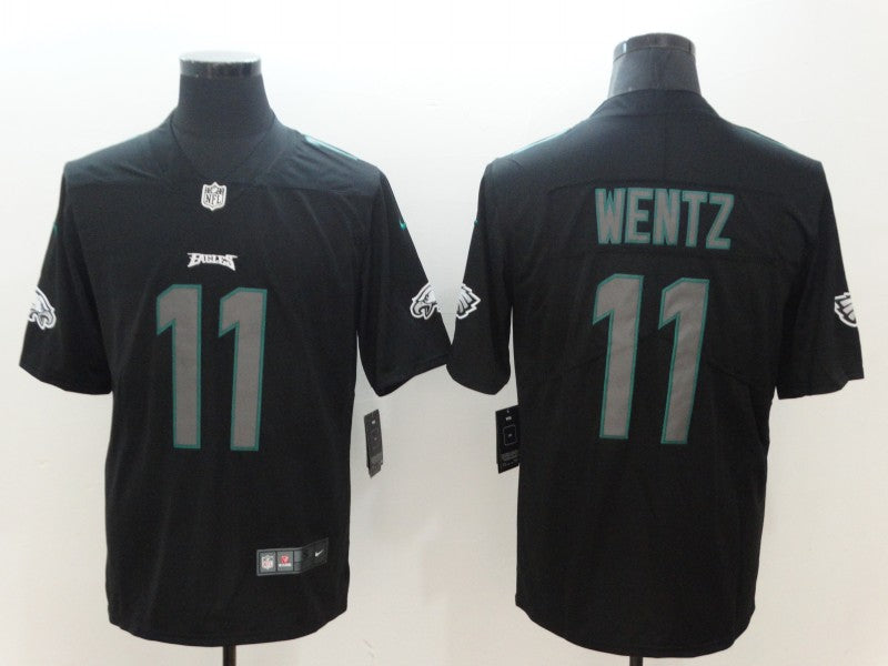 Men's Philadelphia Eagles #11 Carson Wentz Black Team Game Jersey1 football jersey product view 1