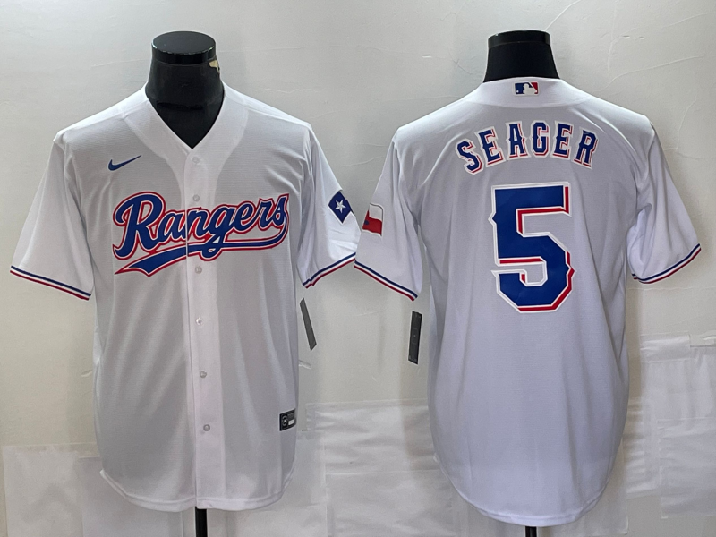 Men's Texas Rangers Corey Seager #5 White Replica Baseball Jersey1 baseball jersey product view 1