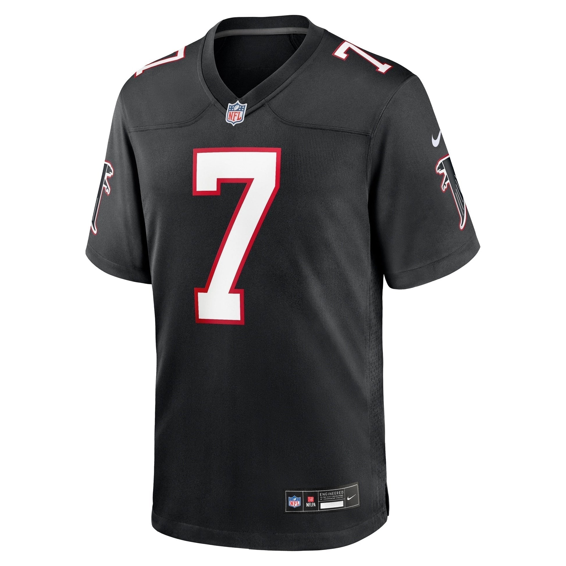 Bijan Robinson Atlanta Falcons Nike Throwback Game Jersey - Black football jersey product view 2