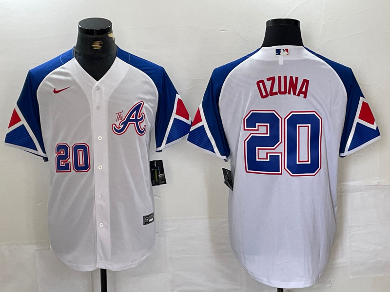 Men's Atlanta Braves Marcell Ozuna #20 White City Connect Limited Player Jersey1 baseball jersey product view 1
