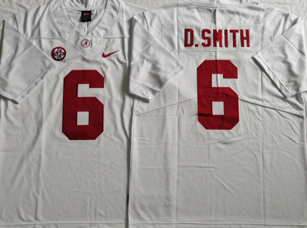 Men's Alabama Crimson Tide Devonta Smith #6 White Player Game Jersey sports jersey product view 1