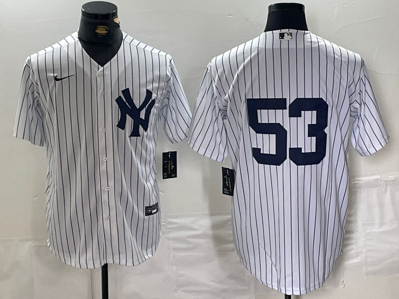 Men's New York Yankees Bobby Abreu #53 White Replica Player Name Jersey1 baseball jersey product view 1