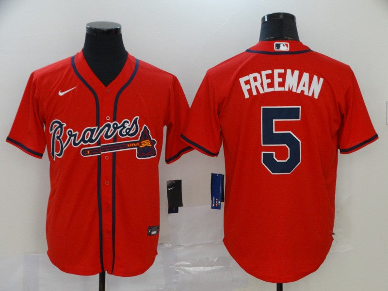 Men's Atlanta Braves Freedie Freeman #5 Red Replica Jersey1 baseball jersey product view 1