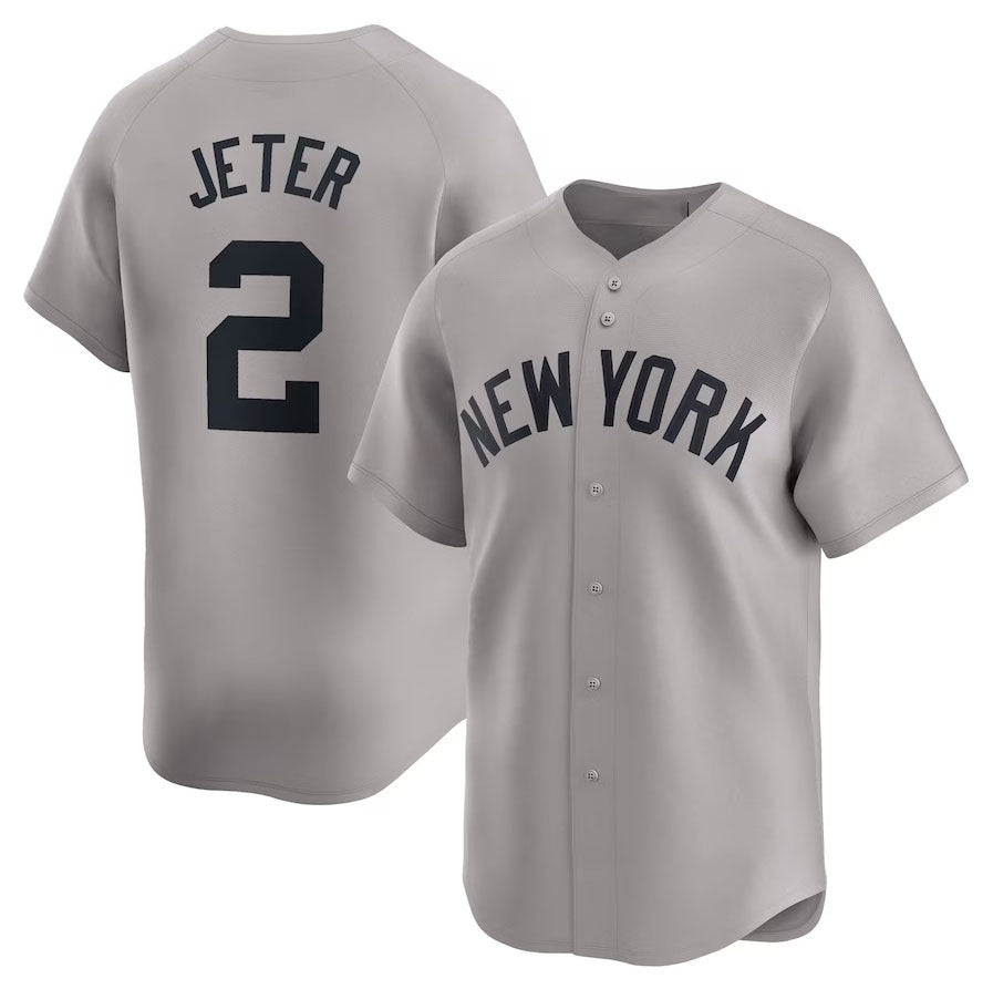 New York Yankees #2 Derek Jeter Away Limited Player Jersey - Gray Stitches Baseball Jerseys baseball jersey product view 1