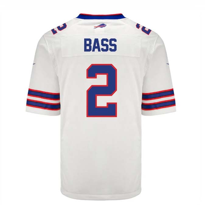 B.Bills #2 Tyler Bass Player White Game Jersey -American Stitched Football Jerseys football jersey product view 1