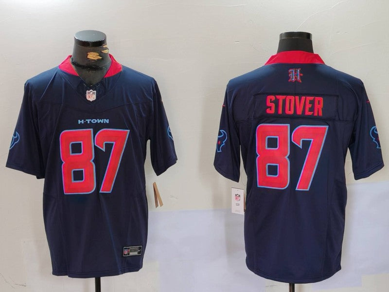 Men's Houston Texans Cade Stover #87 Navy 2nd Alternate Game Jersey football jersey product view 1
