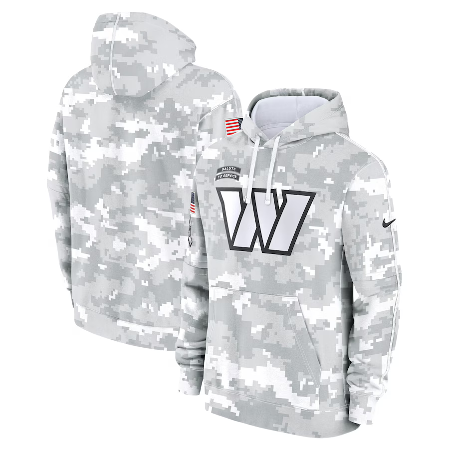 Men's Washington Commanders Arctic Camo 2024 Salute to Service Club Fleece Pullover Hoodie1 football jersey product view 1