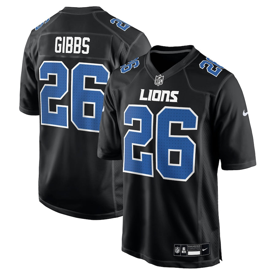 Jahmyr Gibbs carbon Black Detroit Lions FashionJersey football jersey product view 1