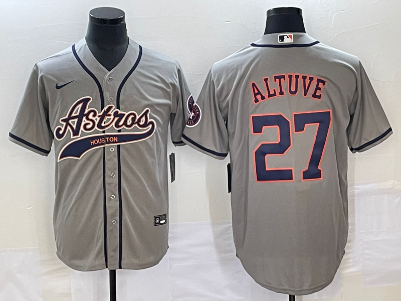 Men's Houston Astros Jose Altuve #27 Gray Replica Jersey1 Joint Edition baseball jersey product view 1