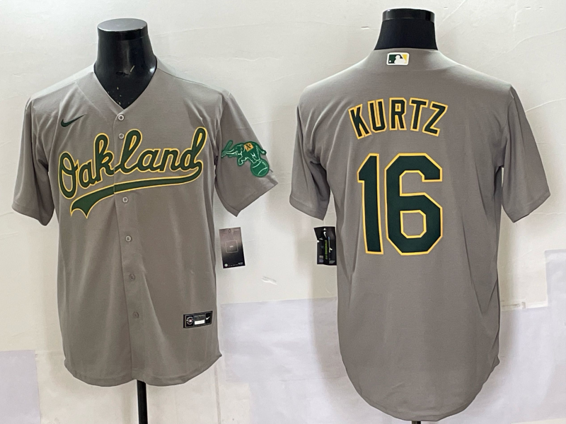 Men's Oakland Athletics Nick Kurtz #16 Gray Replica Player Jersey baseball jersey product view 1