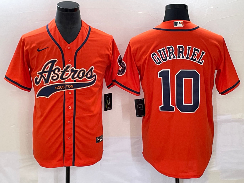 Men's Houston Astros Yuli Gurriel #10 Orange Replica Jersey1 Joint Edition baseball jersey product view 1