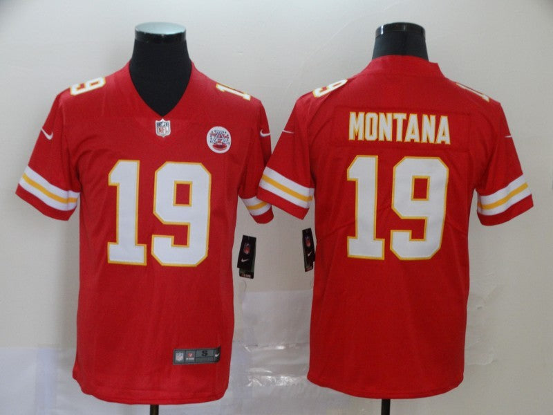 Men's Kansas City Chiefs Joe Montana #19 Red Game Player Jersey1 football jersey product view 1