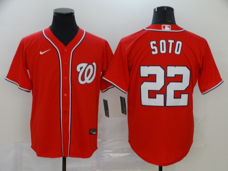 Men's Washington Nationals Juan Soto #22 Red Replica Baseball Jersey baseball jersey product view 1